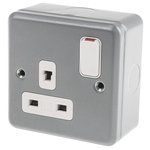 MK Electric Grey 1 Gang Plug Socket, 2 Poles, 13A, Indoor Use