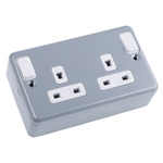 MK Electric Grey 2 Gang Plug Socket, 2 Poles, 13A, Indoor Use