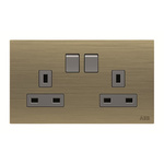 ABB Gold 2 Gang Plug Socket, 2 Poles, 13A, BS, Outdoor Use