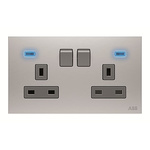 ABB Light Grey 2 Gang Plug Socket, 2 Poles, 13A, BS, Outdoor Use
