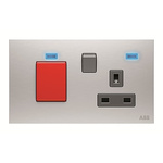 ABB Light Grey 1 Gang Plug Socket, 2 Poles, 13A, BS, Outdoor Use