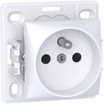 White 1 Gang Plug Socket, 2 Poles, 16A, French 2P
