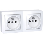 White Plug Socket, 2 Poles, 16A, French 2P