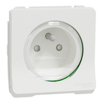 White 1 Gang Plug Socket, 2 Poles, 16A, French 2P, Indoor, Outdoor Use