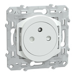White 1 Gang Plug Socket, 2 Poles, 16A, French 2P, Indoor Use