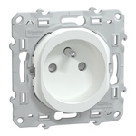 White 1 Gang Plug Socket, 2 Poles, 16A, French 2P, Indoor Use