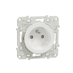 White 1 Gang Plug Socket, 2 Poles, 16A, French 2P