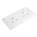 Schneider Electric White 2 Gang Plug Socket, 13A, Type G - British, Indoor Use