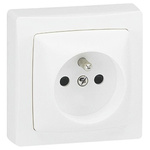 Legrand White 1 Gang Plug Socket, 16A, Type E - French, Indoor Use