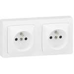 Legrand White 2 Gang Plug Socket, 16A, Type E - French, Indoor Use