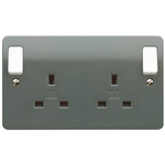 MK Electric Grey 2 Gang Plug Socket, 13A, Type G - British, Indoor Use