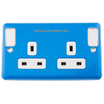 MK Electric Blue 2 Gang Plug Socket, 2 Poles, 13A, Type G - British, Indoor Use