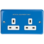 MK Electric Blue 2 Gang Plug Socket, 13A, Type G - British, Indoor Use