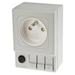 STEGO Light Grey 1 Gang Plug Socket, 6.3A, Type E - French, Indoor Use