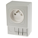 STEGO Light Grey 1 Gang Plug Socket, 16A, Type E - French, Indoor Use