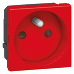 Legrand Red 1 Gang Plug Socket, 16A, Type E - French, Indoor Use