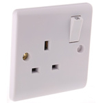 RS PRO White 1 Gang Plug Socket, 1 Pole, 13A, Type G - British, Indoor Use