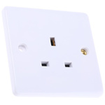 RS PRO White 1 Gang Plug Socket, 0 Poles, 13A, Type G - British, Indoor Use