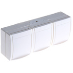 Busch Jaeger - ABB White 3 Gang Plug Socket, 16A, Type F - German Schuko, Outdoor Use