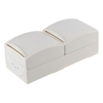 Busch Jaeger - ABB White 2 Gang Plug Socket, 16A, Type F - German Schuko, Outdoor Use