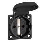 ABL Sursum Black 1 Gang Plug Socket, 16A, Type F - German Schuko, Outdoor Use