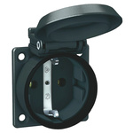 ABL Sursum Black 1 Gang Plug Socket, 16A, Type F - German Schuko, Outdoor Use