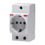 ABB Grey 1 Gang Plug Socket, 16A, Type L - Italian, Indoor Use