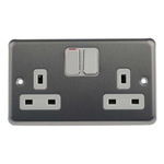 MK Electric 2 Gang Plug Socket, 13A, Type G - British