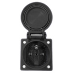 ABL Sursum Black 1 Gang Plug Socket, 2 Poles, Type E - French, Outdoor Use