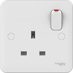 Schneider Electric White 1 Gang Plug Socket, 13A, Type G - British, Indoor Use