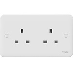 Schneider Electric White 2 Gang Plug Socket, 13A, Type G - British, Indoor Use