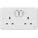 Schneider Electric White 2 Gang Plug Socket, 13A, Type G - British, Indoor Use