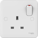 Schneider Electric White 1 Gang Plug Socket, 2 Poles, 13A, Type G - British, Indoor Use
