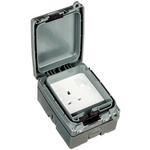Timeguard Grey 1 Gang Plug Socket, 1 Pole, 13A, Type G - British, Outdoor Use