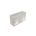 Power Breaker PowerBreaker H 13A, BS Fixing, Passive, 2 Gang RCD Socket, Surface Mount No, IP40 , Outdoor, 250 V, Grey