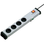 Type F - German Schuko 4 Gang Power Distribution Unit, 1.5m Cable, 16A, 250 V, RCD Protected