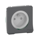 Schneider Electric Grey 1 Gang Plug Socket, 2P+E Poles, 16A, Type E - French, Outdoor Use