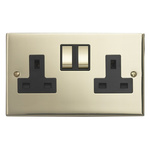 Contactum Gold 2 Gang Plug Socket, 2 Poles, 13A, Type G - British, Indoor Use