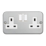 Contactum Grey 2 Gang Plug Socket, 2 Poles, 13A, Type G - British, Indoor Use