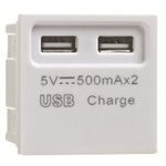 Contactum White 2 Gang Plug Socket, 500mA, Indoor Use