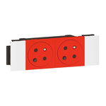 Legrand Red 2 Gang Plug Socket, 16A, Indoor Use