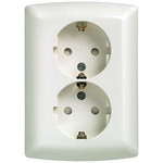 Siemens White 2 Gang Plug Socket, 16A, Schuko, Indoor Use