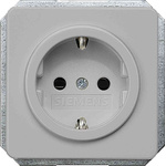 Siemens Silver 1 Gang Plug Socket, 16A, Schuko, Indoor Use