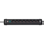 Type E - French 8 Gang Distribution Unit, 3m Cable, No, 16A, 230 V, No, Surge Protected