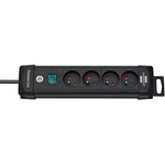 Type E - French 4 Gang Distribution Unit, 1.8m Cable, No, 16A, 230 V, No, Surge Protected