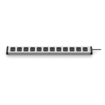 Type G - British 12 Gang Power Distribution Unit, 1.5m Cable, 13A, 230 V, Fused