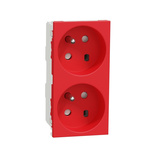 Schneider Electric Red 2 Gang Power Socket, 2 Poles, 16A, French 2P, Indoor Use