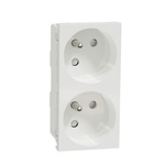Schneider Electric White 2 Gang Power Socket, 2 Poles, 16A, French 2P, Indoor Use