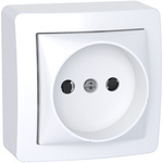 White 1 Gang Plug Socket, 2 Poles, 16A, French 2P