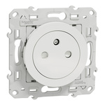 White 1 Gang Plug Socket, 2 Poles, 16A, French 2P, Indoor Use